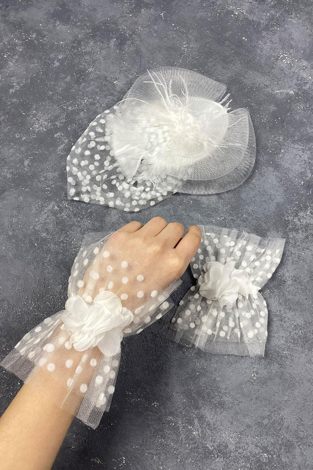 Vualet Nikah Şapkası Gelin Aksesuarı Ve Vera Çift Bilek Aksesuar