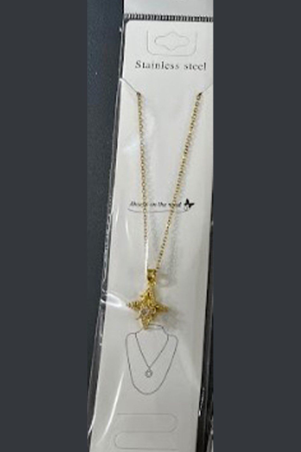 Gold Renk Işıltılı Yıldız Figürlü Kolye