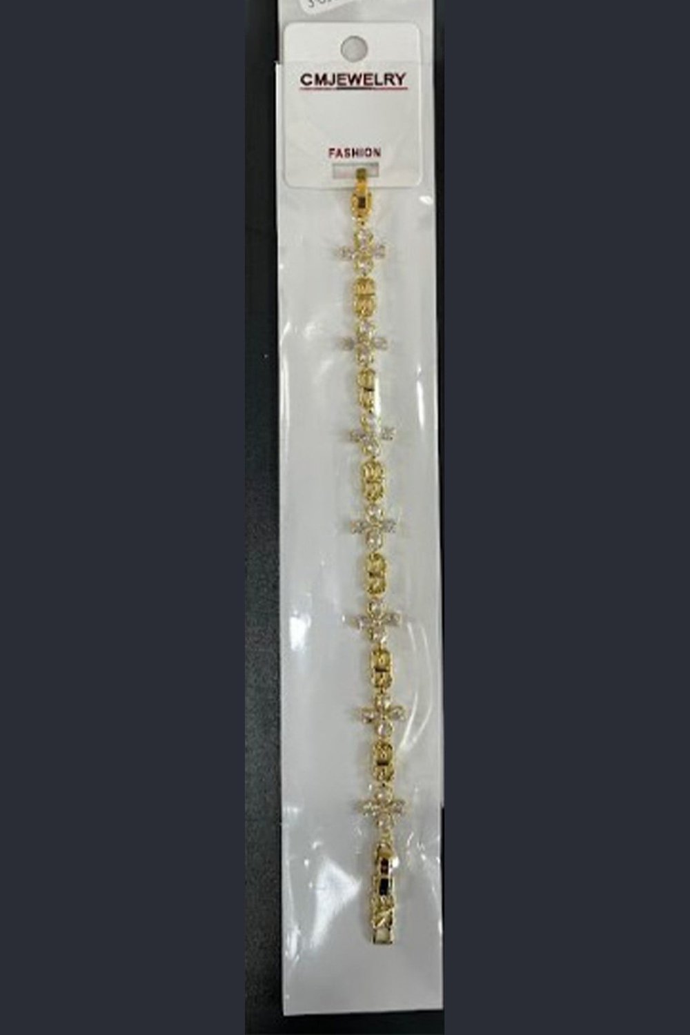 Toptan 316L Çelik Gold Dikey Baget Zirkon Taşlı Modern Kadın Bileklik