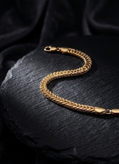 Toptan 316L Çelik Gold Kaplama Örgü Zincir Model Kadın Bileklik