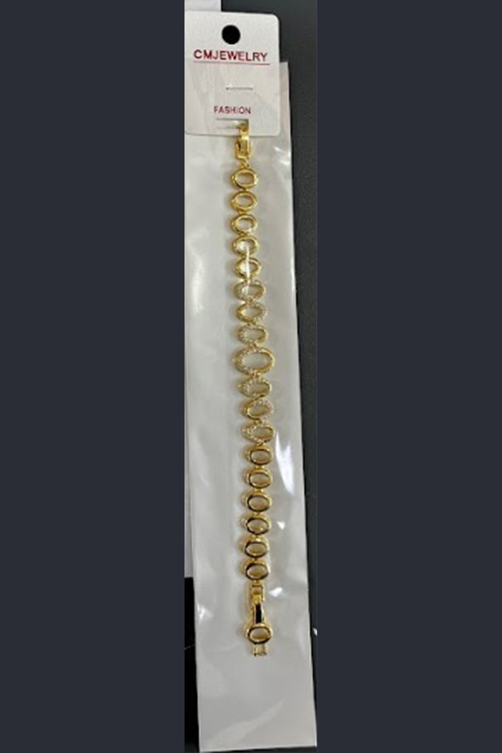 Toptan 316L Çelik Gold Sıralı Oval Zirkon Taşlı Kadın Bileklik
