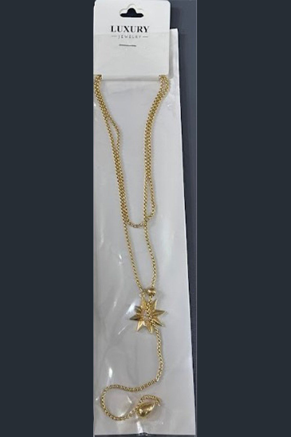 Toptan 316L Çelik Zirkon Taşlı Kutup Yıldızı ve Damla Sarkıtlı Kolye