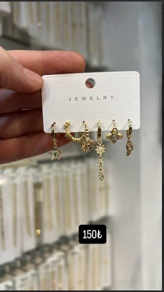 Toptan 6'lı Karma Tasarım Gold Çelik Küpe Seti - Zirkon Taşlı Çiçek ve Figür Modelleri