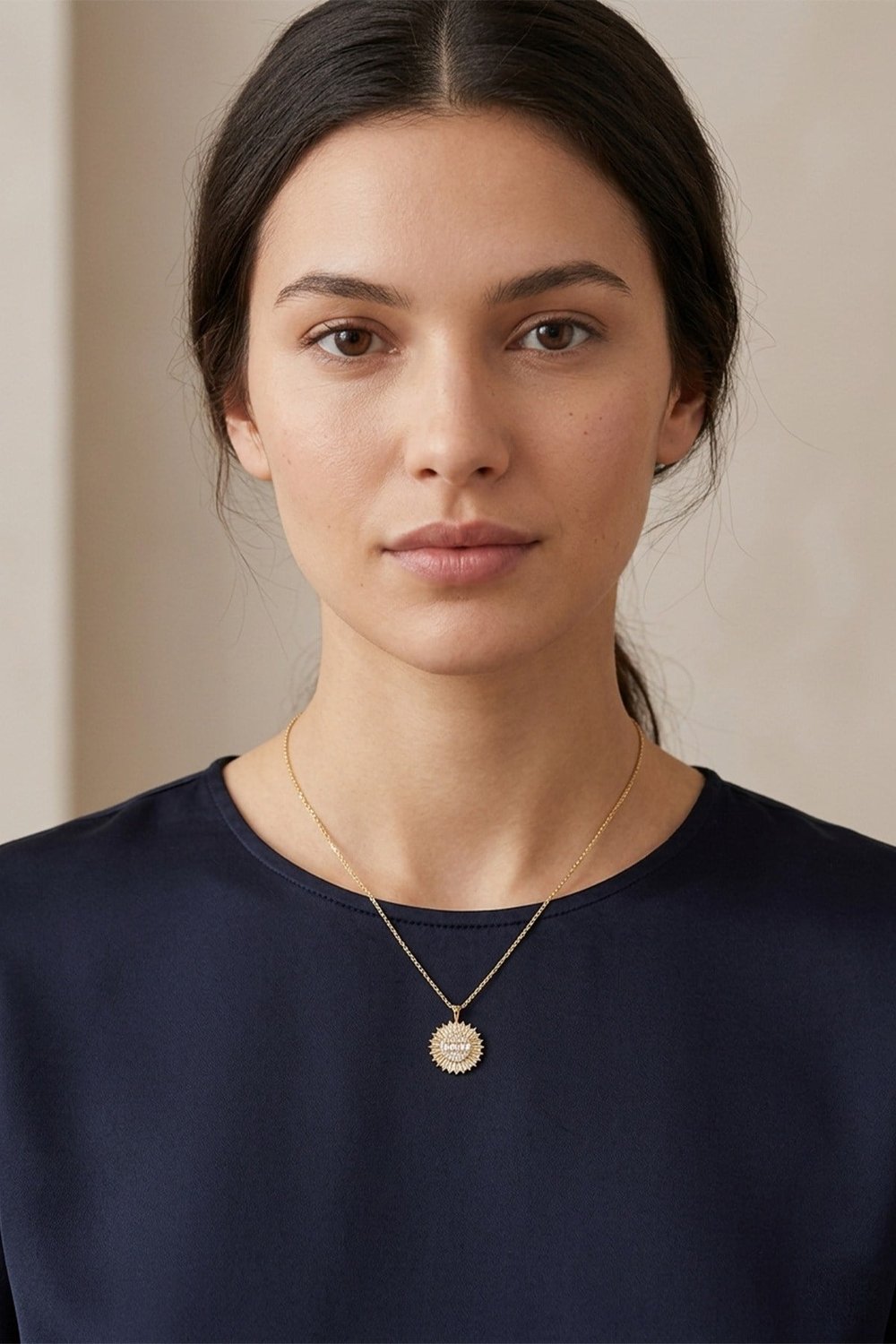 Toptan Gold Baget Zirkon Taşlı Minimalist Kolye