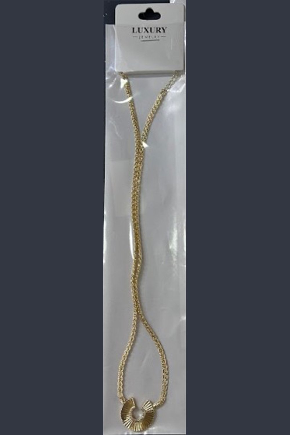 Toptan Kararmaz Çelik Kolye: Gold Renk Retro Yivli Yarım Ay Model