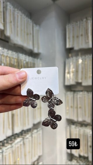 Toptan Paslanmaz Çelik Kelebek Model Asimetrik Küpe - Gümüş Renk