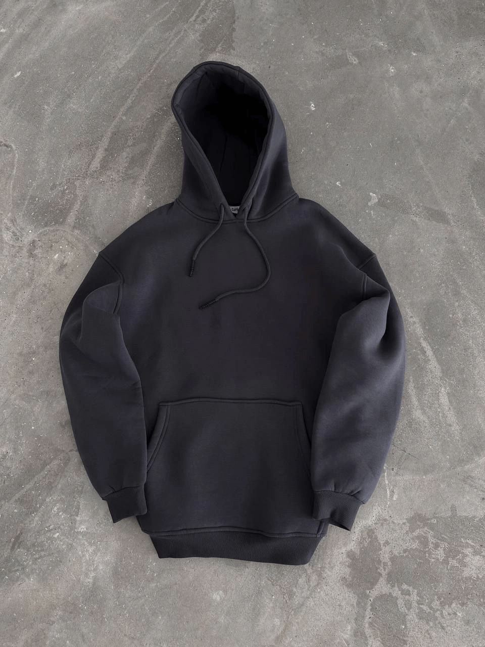 Kadın Kapüşonlu Kanguru Cepli 3 İplik Pamuklu Oversize Hoodie Sweatshirt - Füme