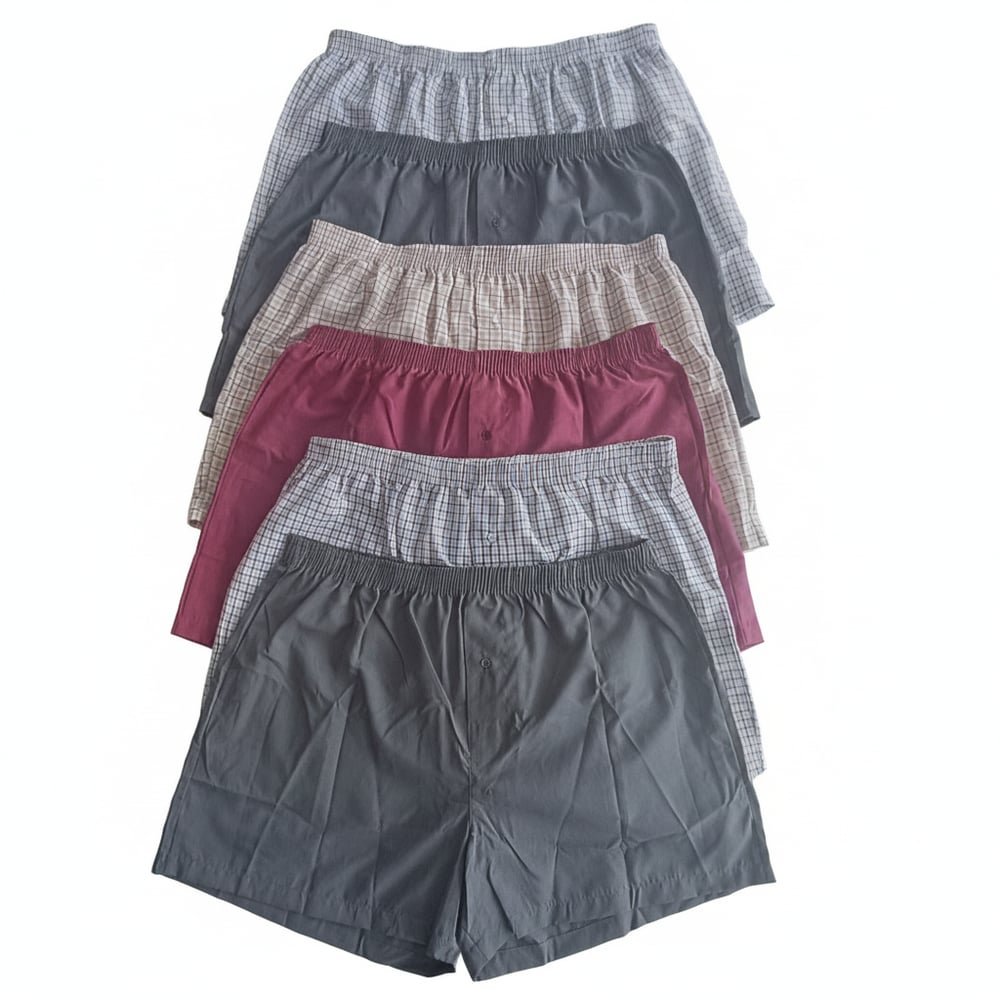 Erkek 6'lı Paket Karışık Renk Dokuma Kumaş Boxer 001-005 0070-No:5BB2652