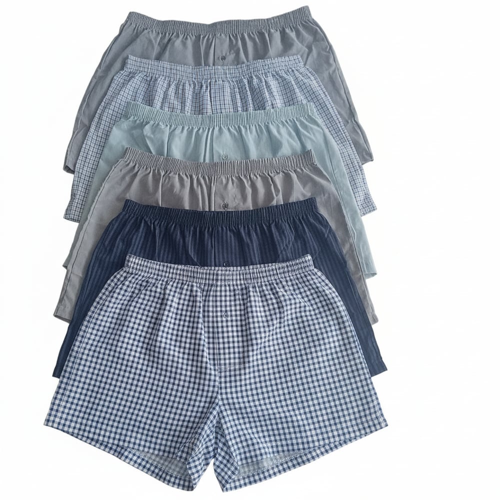 Erkek 6'lı Paket Karışık Renk Dokuma Kumaş Boxer 002-0014 0071-No:005 BB2651
