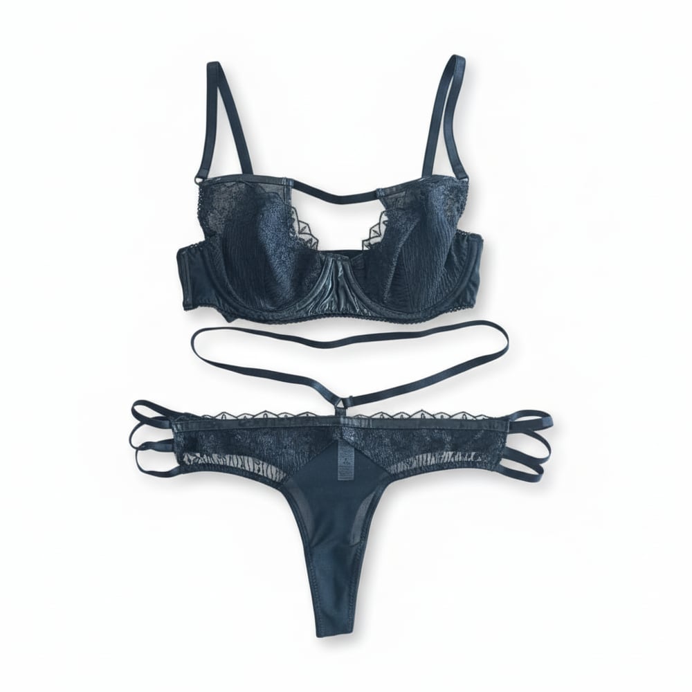 Kadın Dantelli Deri String 2 li Set BB2086