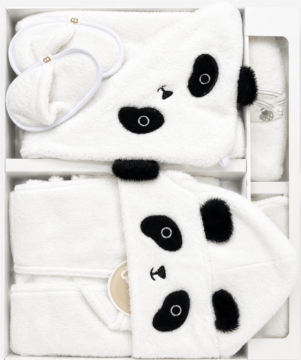 Bebessi Bornoz Seti Beyaz Panda