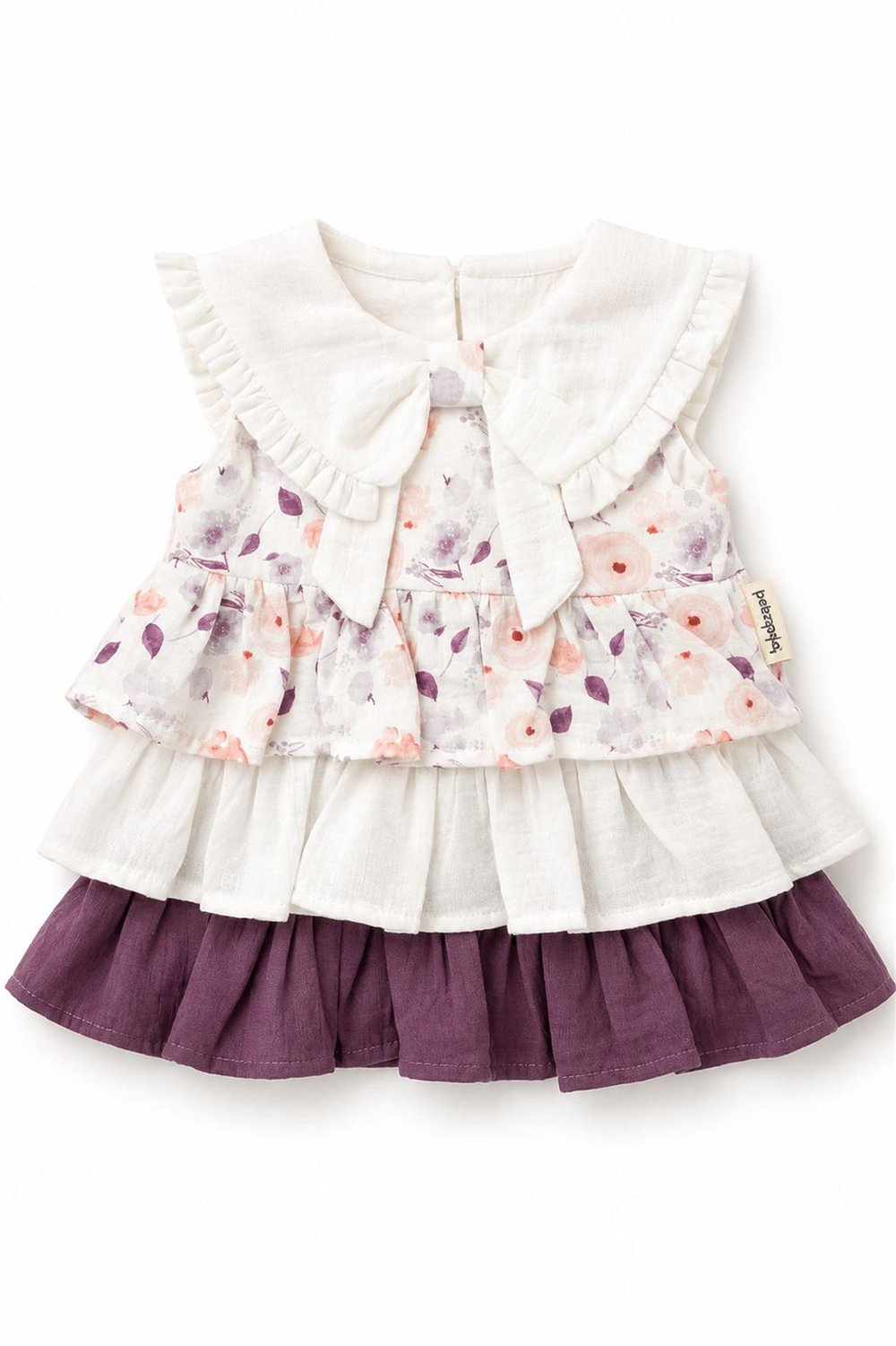 Bebezade Flowers Fırfır Elbise Mor