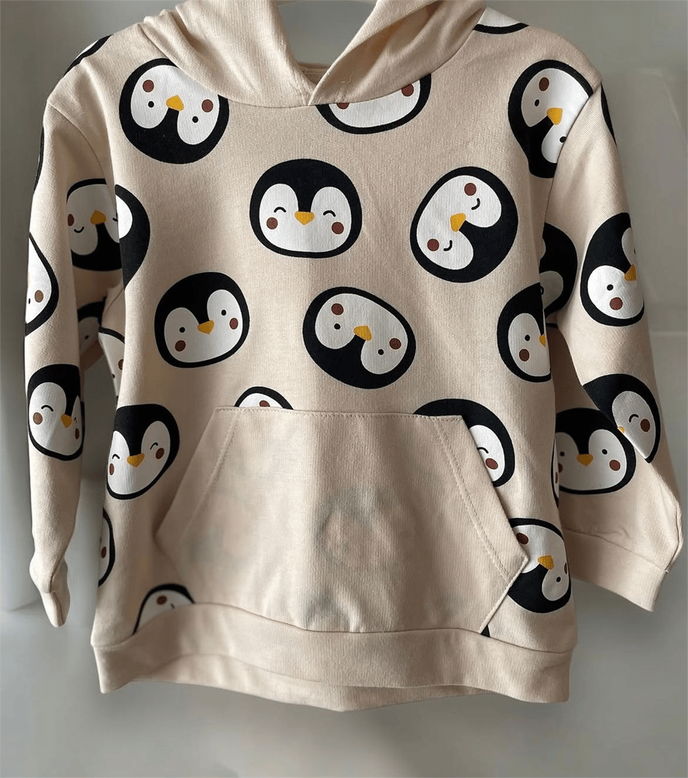 Divonette Penguen Desen Kapüşonlu Sweat Bej