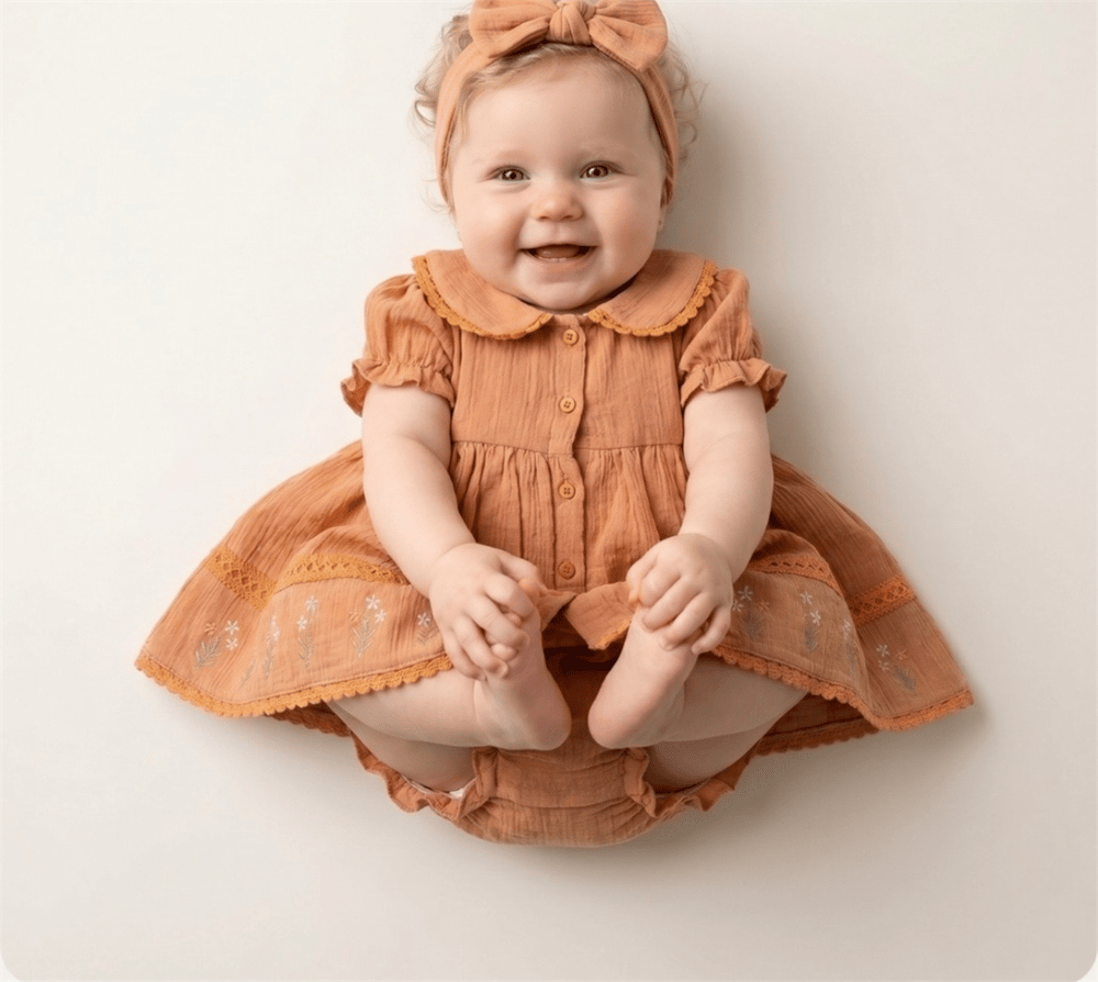 Moon Star Romper Elbise Kiremit