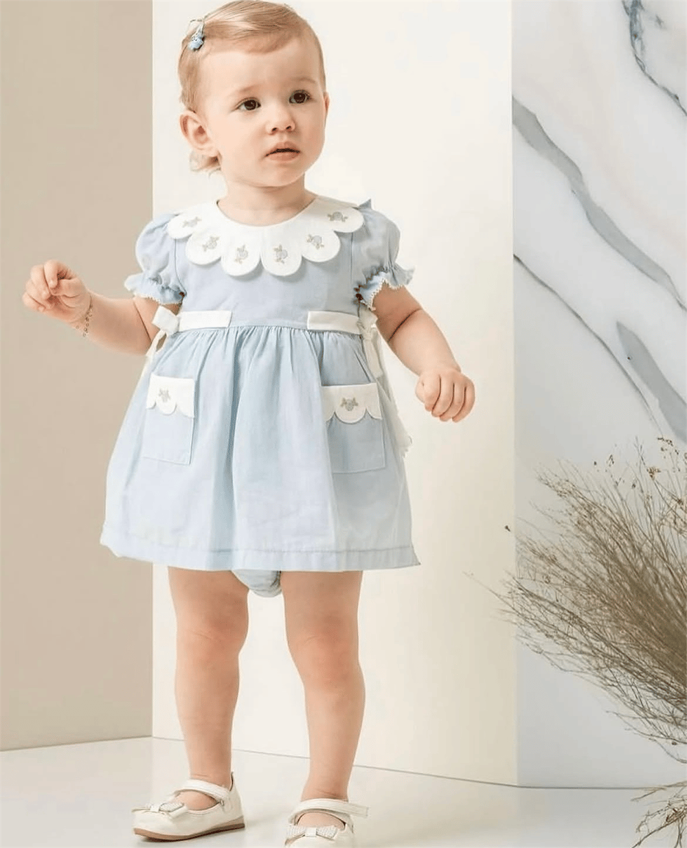 Moon Star Şortlu Romper Set Mavi