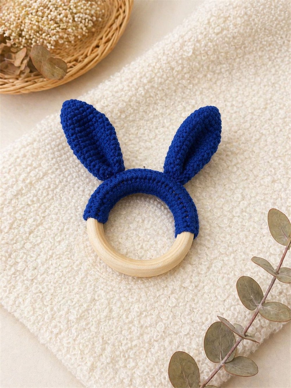 Yino Amigurumi Tavşan Ahşap Diş Kaşıyıcı Mavi