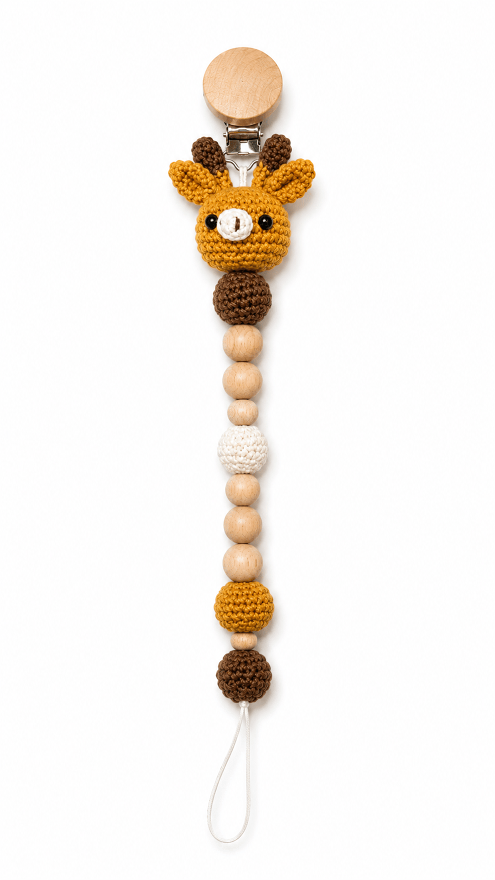 Yino Amigurumi Zürafa Ahşap Emzik Askısı Hardal