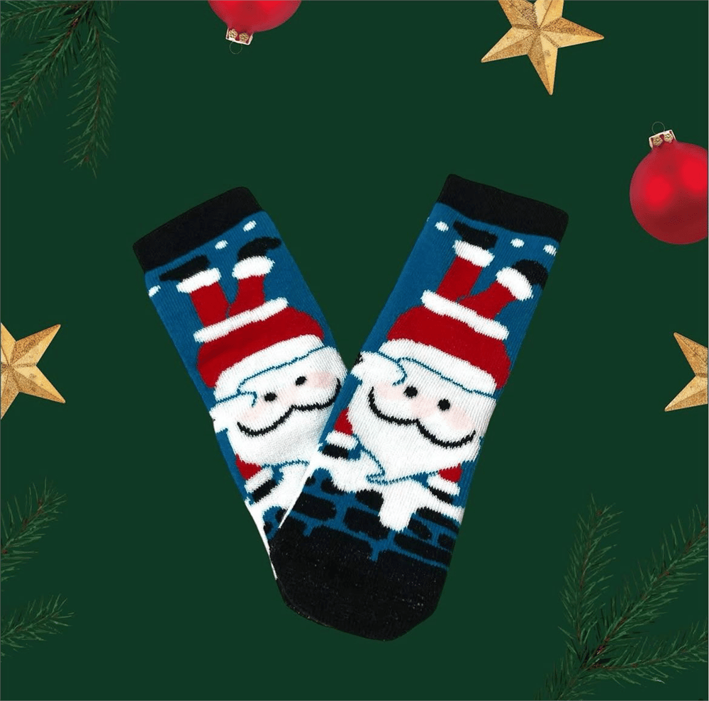 Yino Noel Baba Desen Havlu Çorap Yeşil