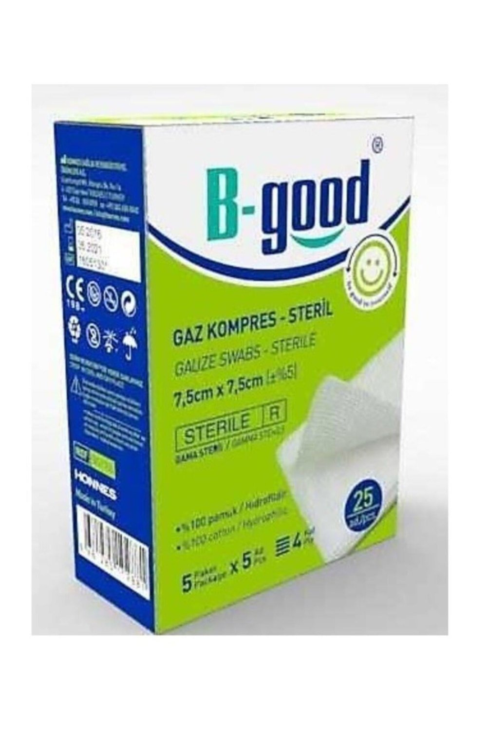 Gaz Kompres 7,5cm X 7,5cm 25 Li