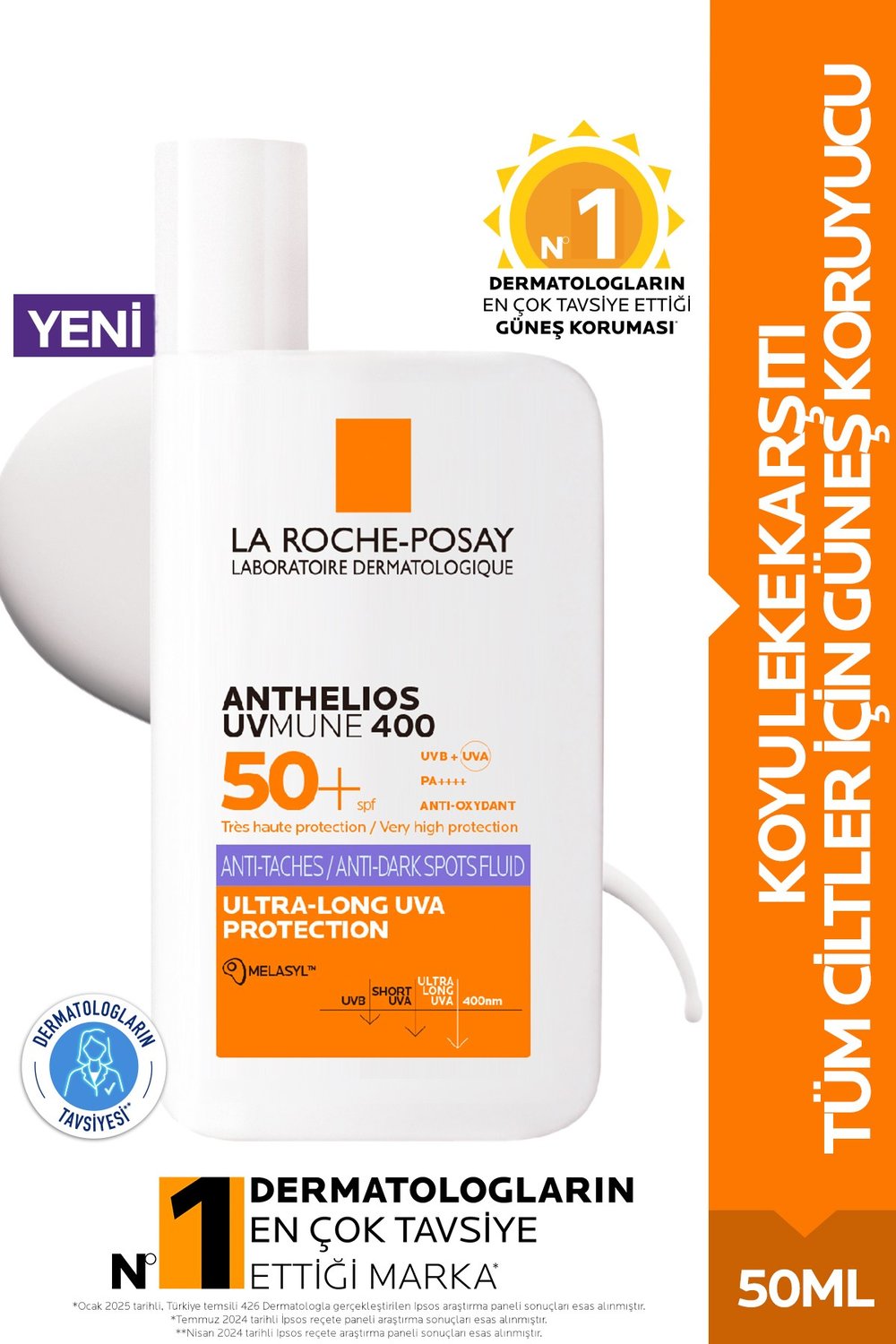 La Roche Posay Anthelios Uvmune Anti Dark Spots Fluid Koyu Leke Karşıtı Yüz Güneş Kremi SPF50+