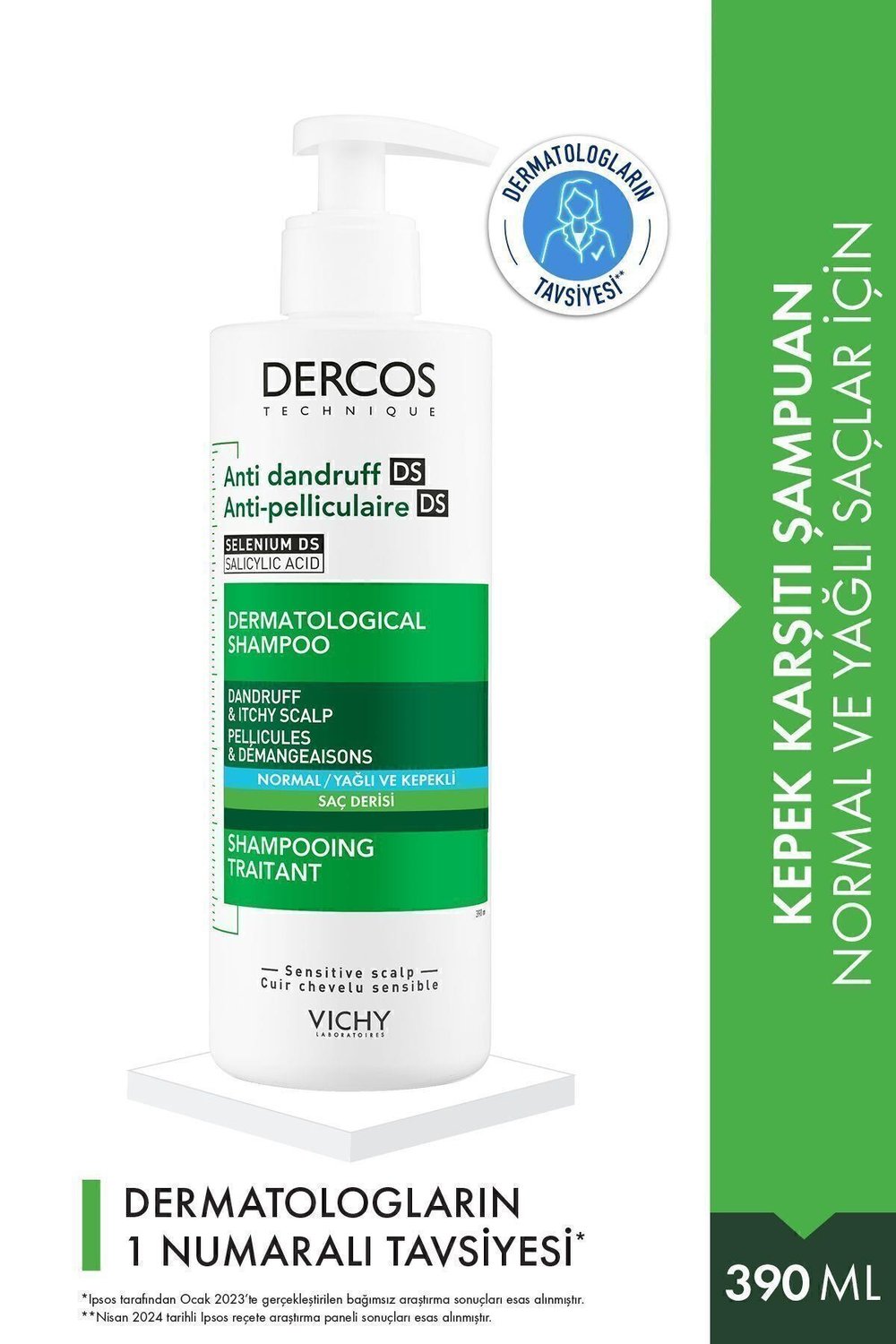 Vichy Dercos shampooing traitant normal / yağlı ve kepekli saçlar