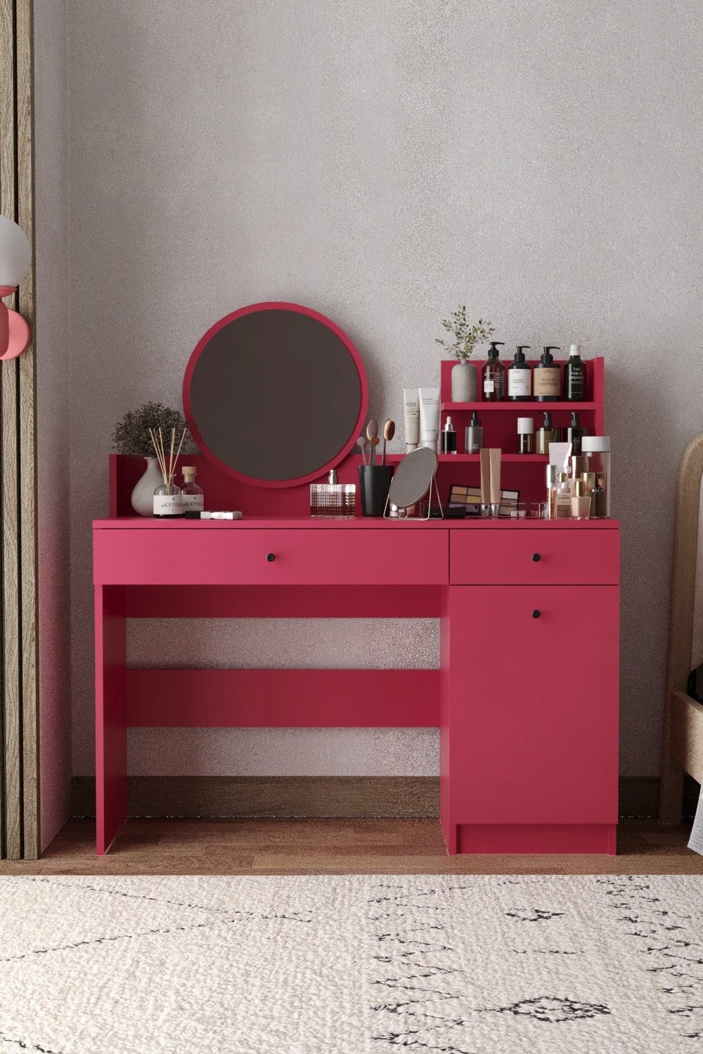 HARMONY MAXİ MAKYAJ MASASI AHUDUDU YUVARLAK AYNA