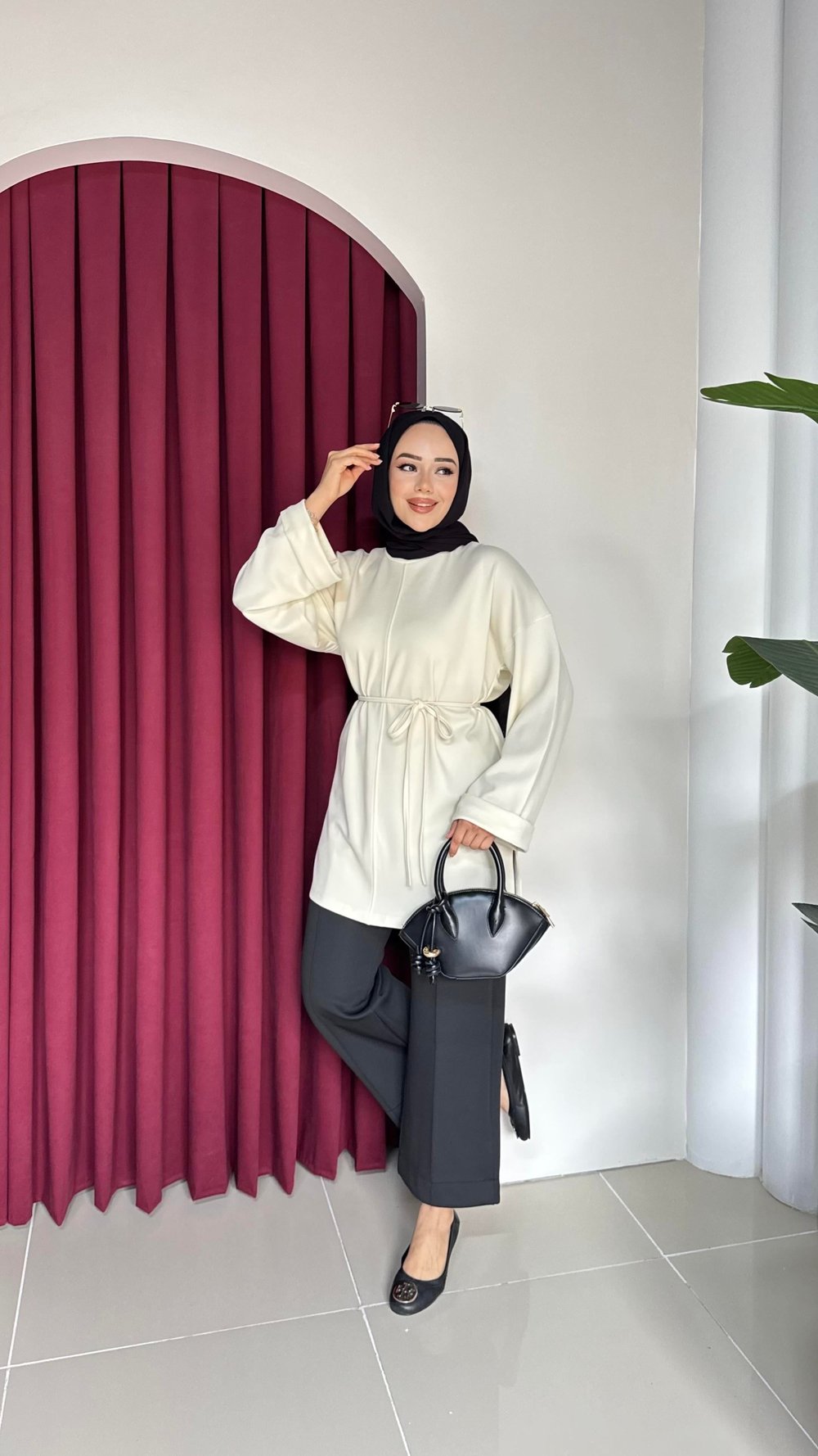 Bel Bağlamalı Oysh Tunik | Bej