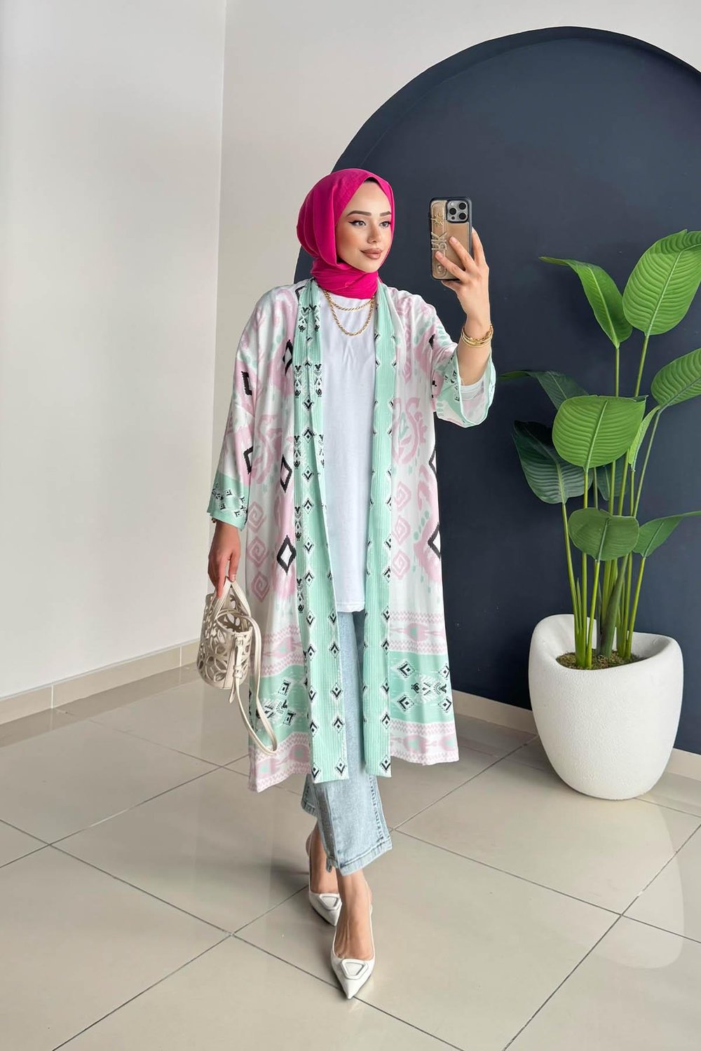 Desenli̇ Ki̇mono | Pembe