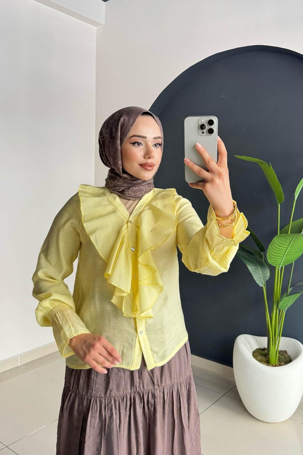 Fırfırlı Gömlek | Sarı