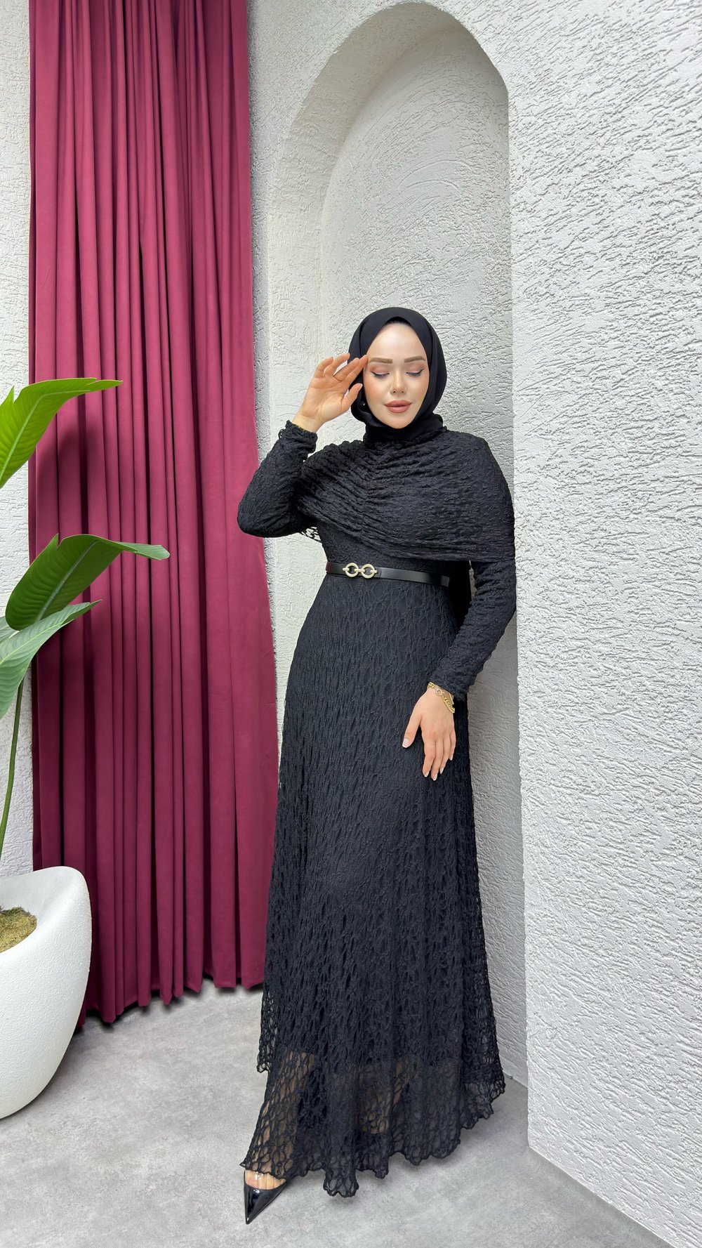 Nora Dantel Elbise | Siyah