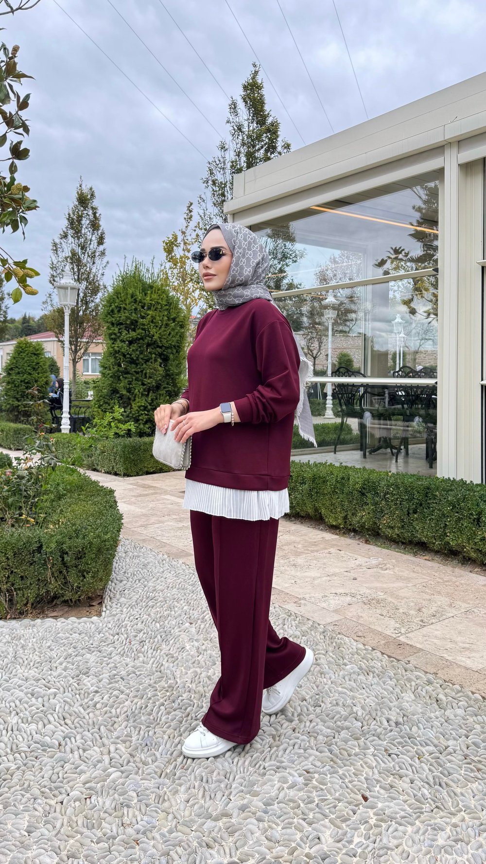 Piliseli İçlik Detaylı Oysh Takım | Bordo