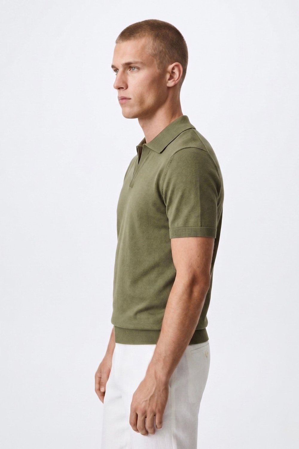 Polo Yaka Rayon Triko Kazak Haki