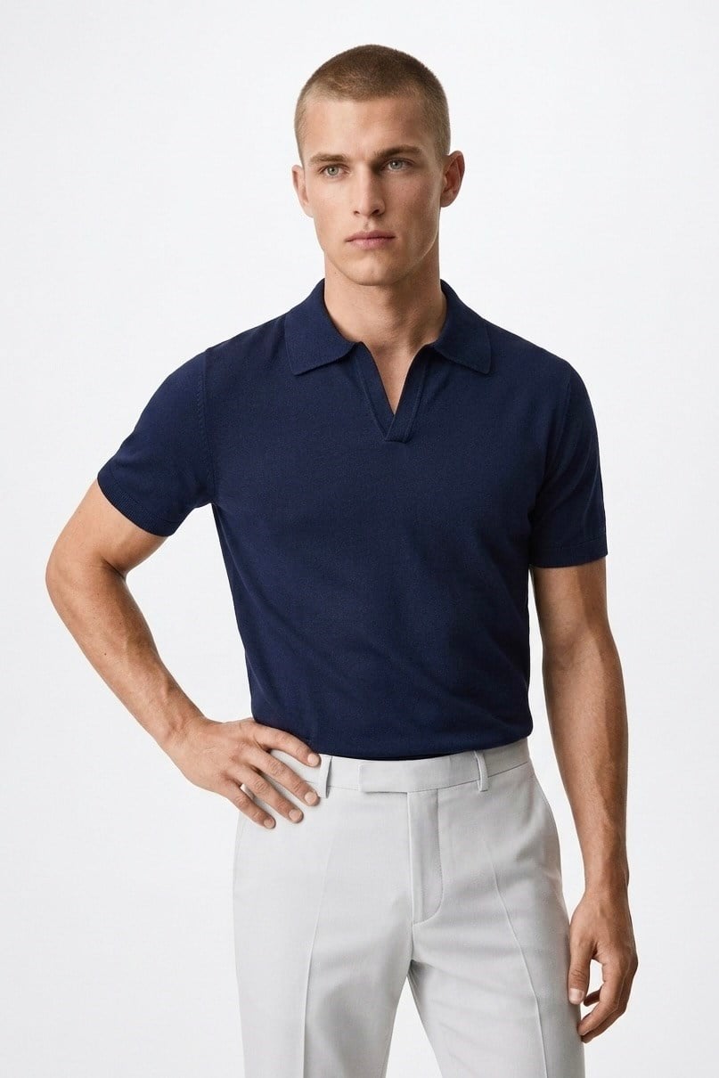 Polo Yaka Rayon Triko Kazak Lacivert