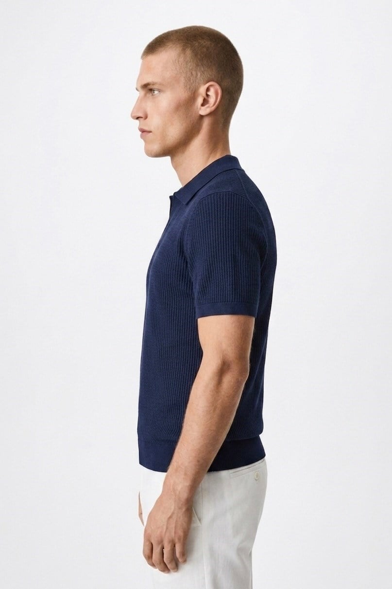 Polo Yaka Regular Fit Triko Lacivert