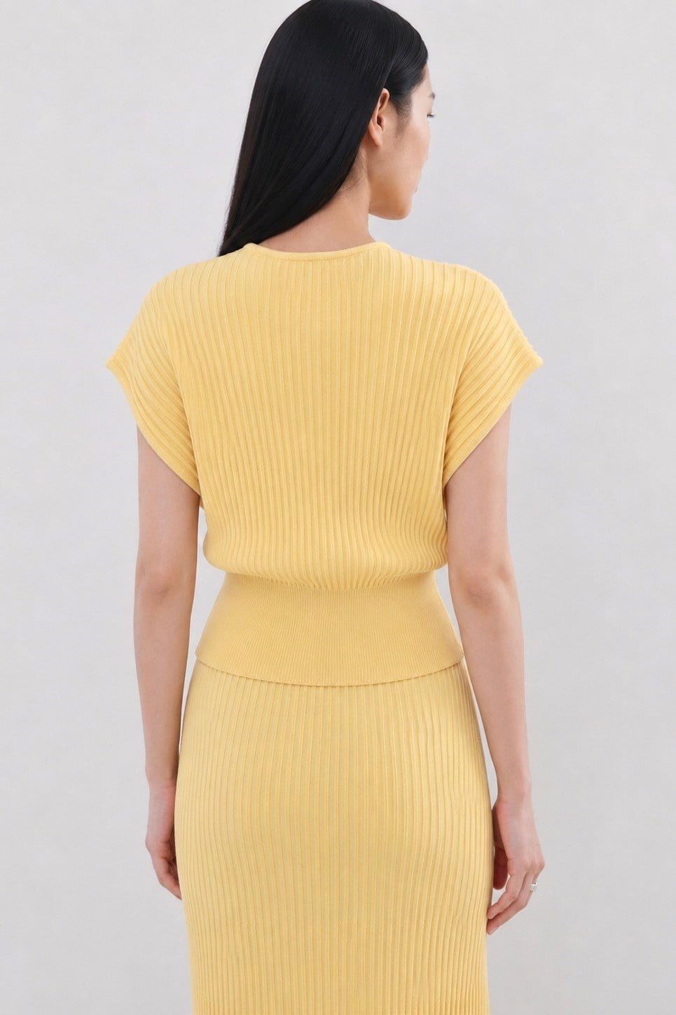 Rayon Kısa Kollu Triko Bluz Limon