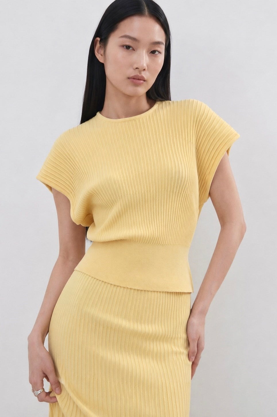 Rayon Kısa Kollu Triko Bluz Limon