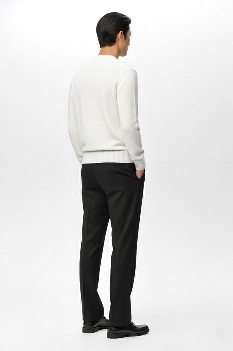 Regular Fit Bisiklet Yaka Triko Kazak Ekru