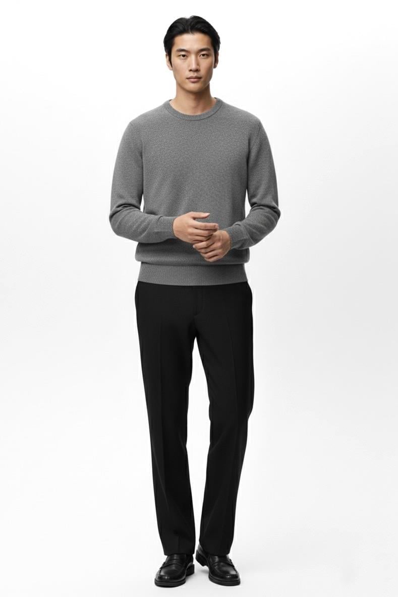 Regular Fit Bisiklet Yaka Triko Kazak Gri