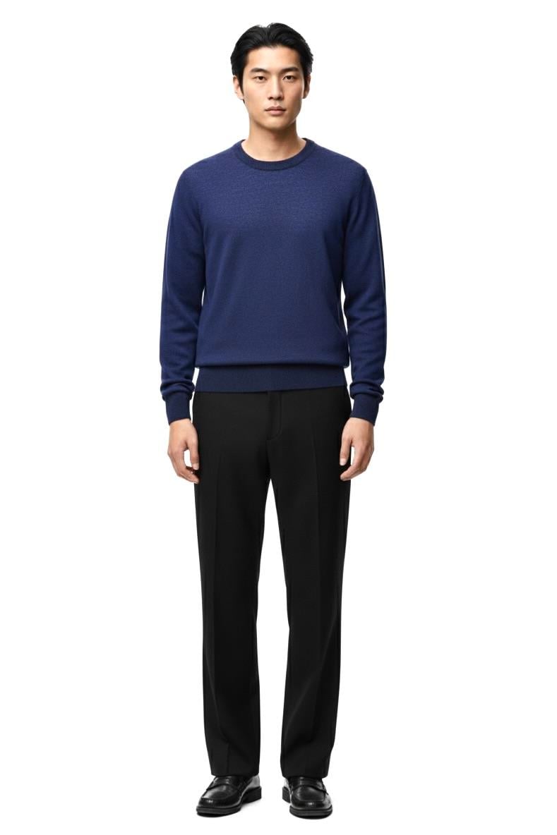 Regular Fit Bisiklet Yaka Triko Kazak İndigo