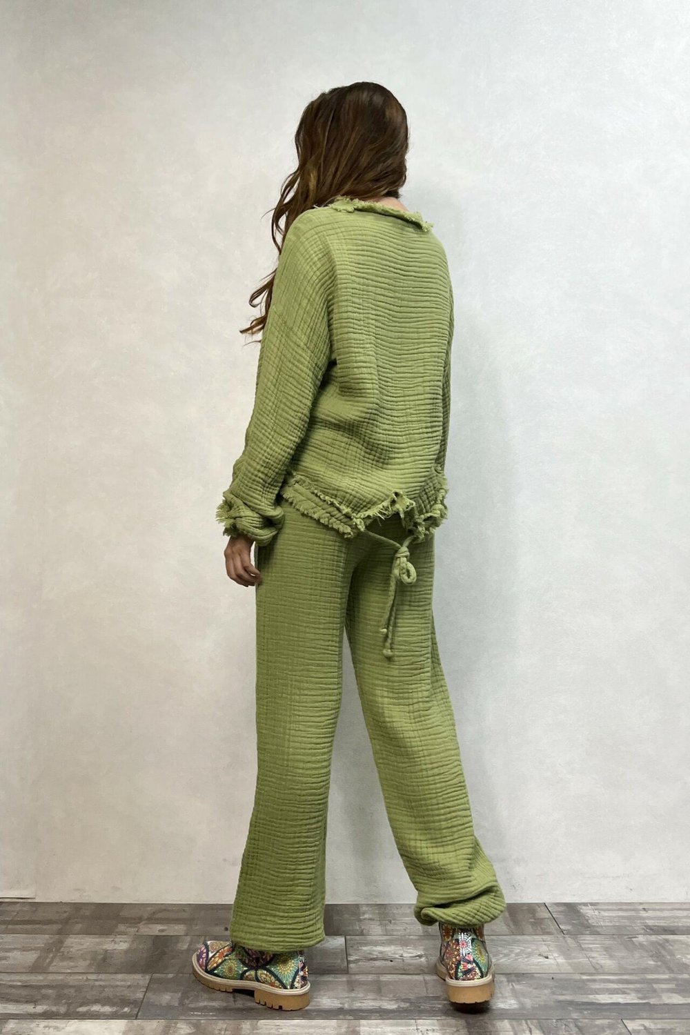 Arwen Müslin Bluz Sage Green - Yeşil