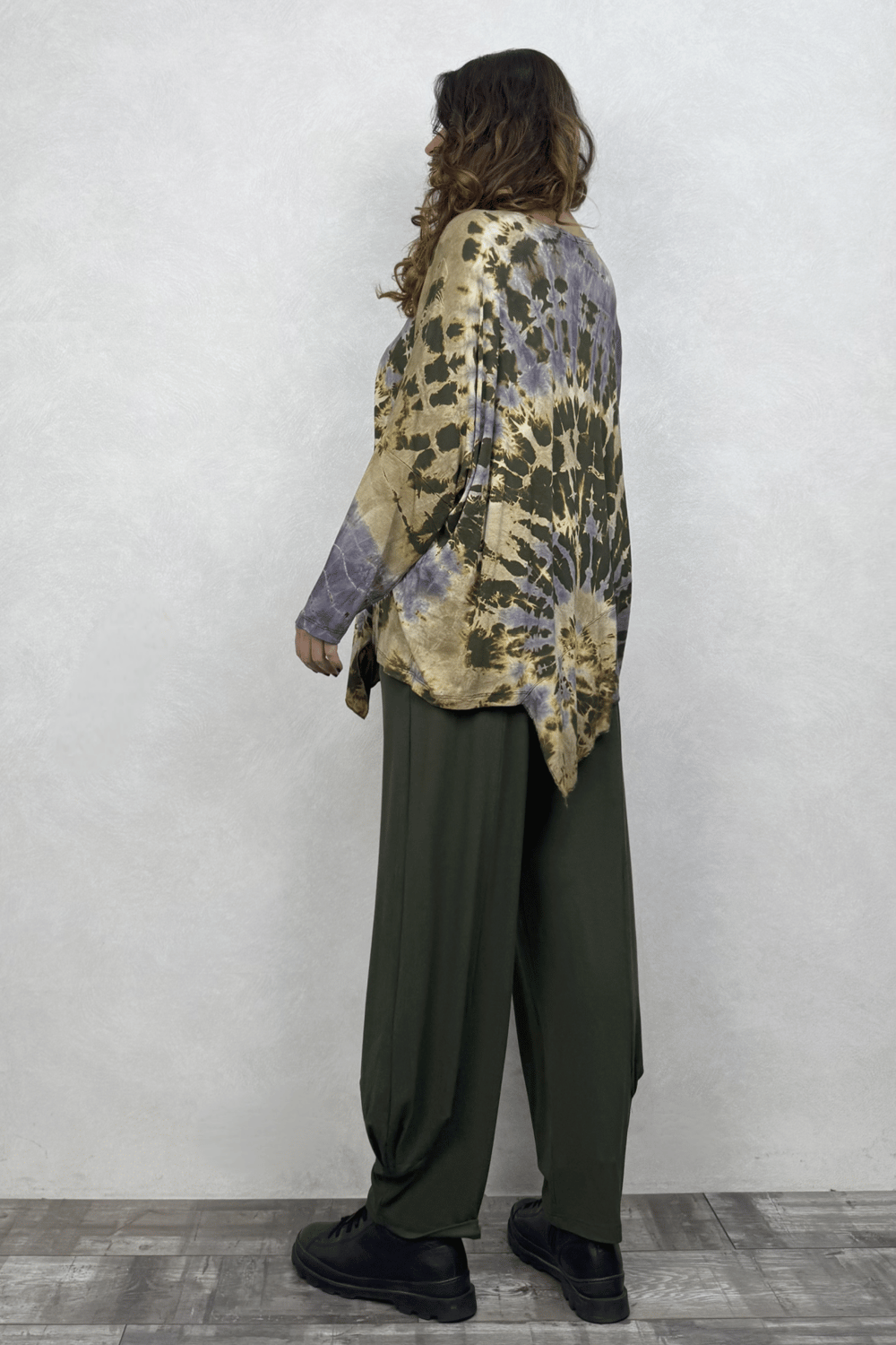 Asimetrik Bluz - Yeşil Batik