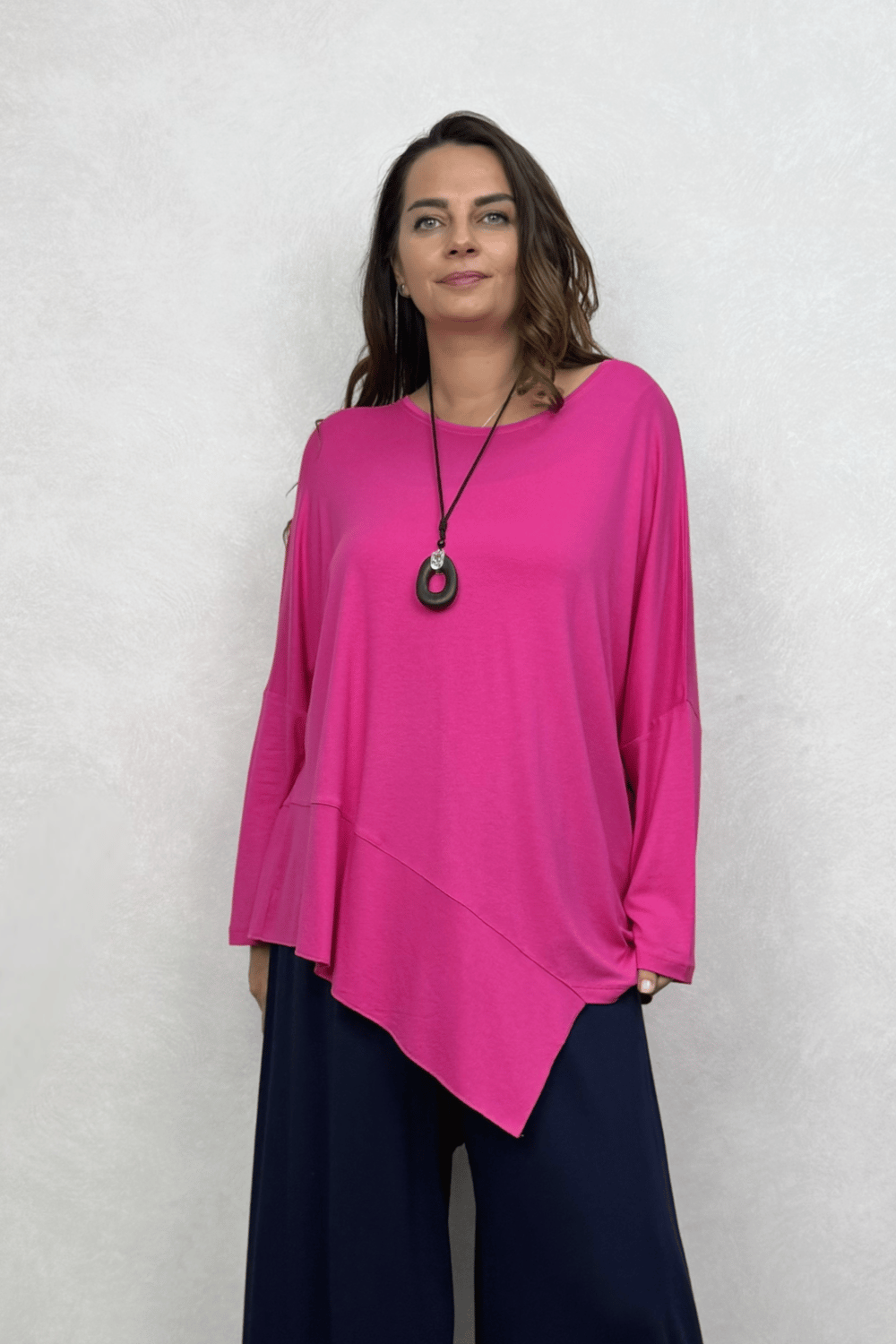 Asimetrik Salaş Bluz - Pembe