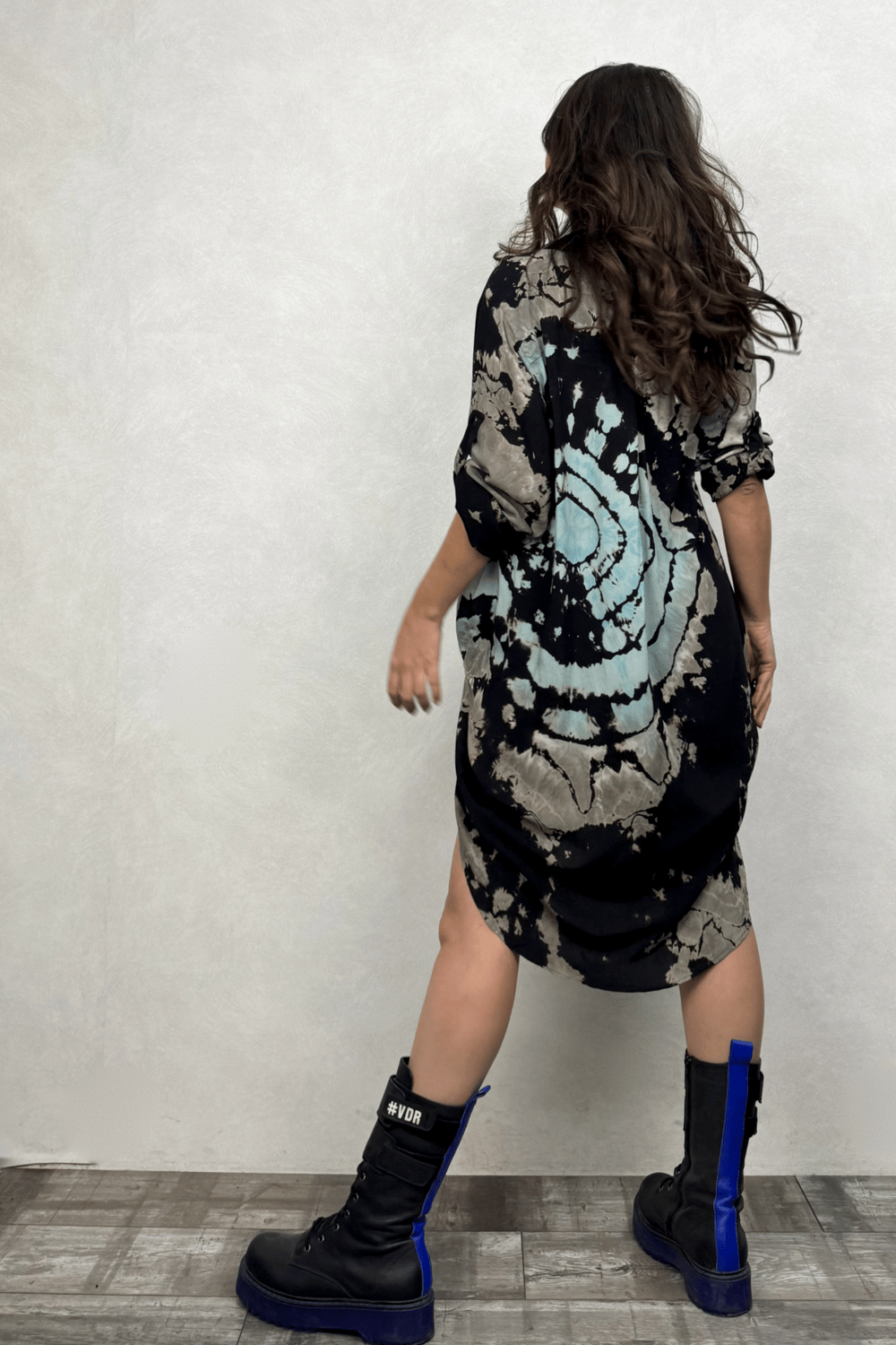 Asimetrik Tasarım Tunik Gömlek - Batik Siyah