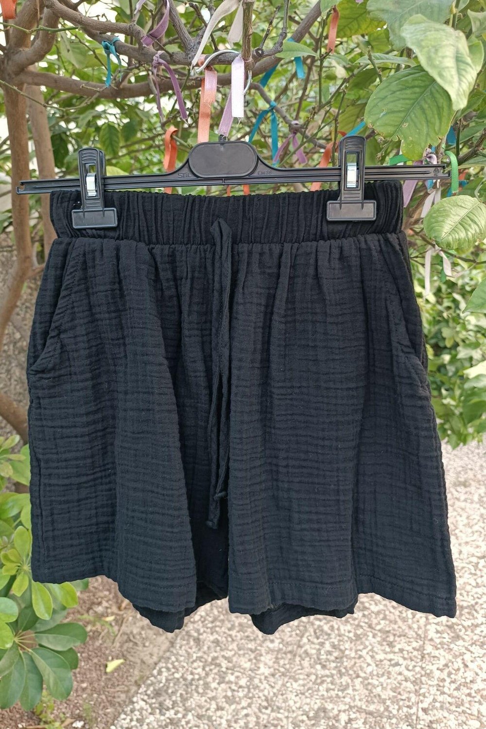 Basic Müslin Şort - Siyah