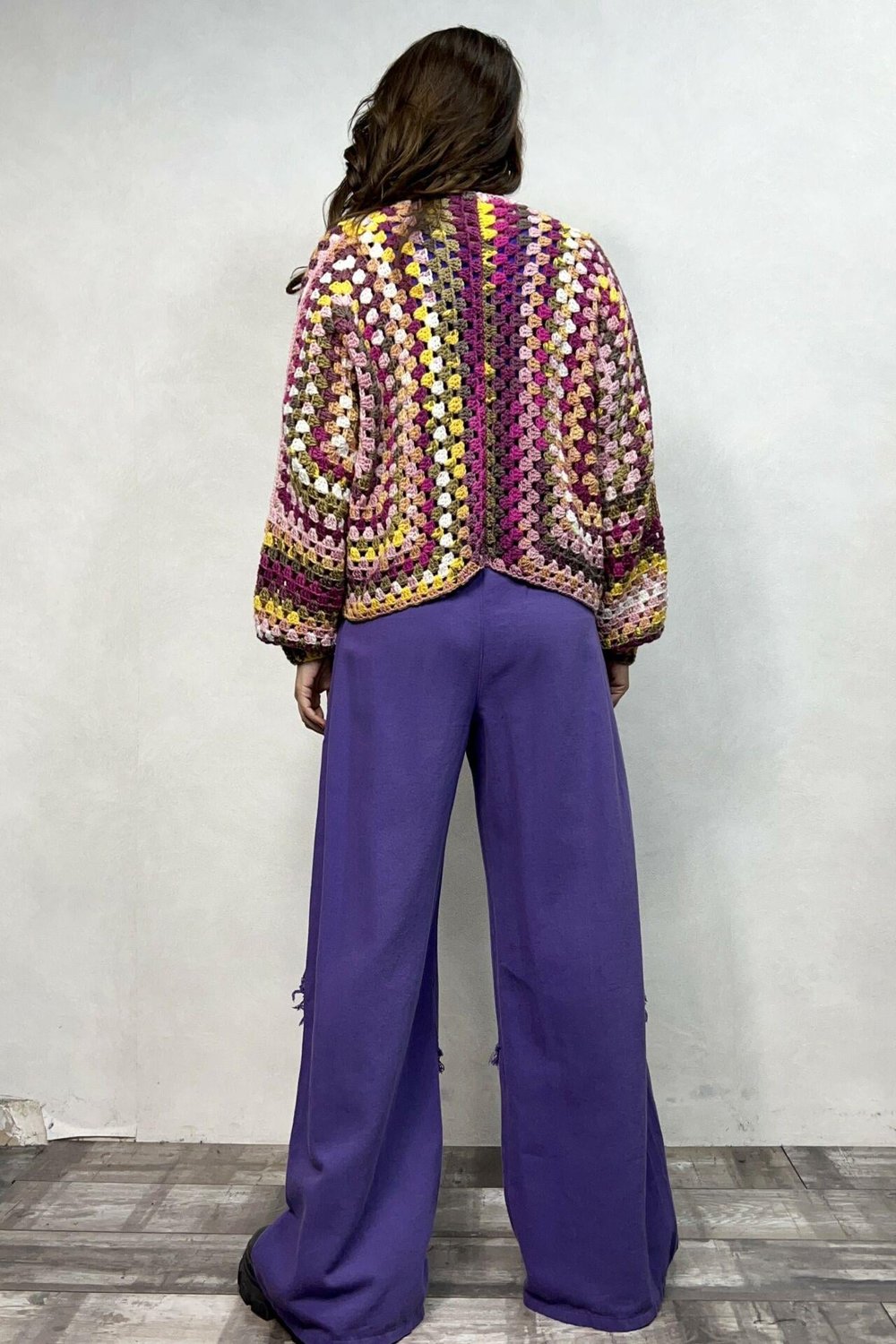 Batik El Örgüsü Hırka - Pembe Sarı
