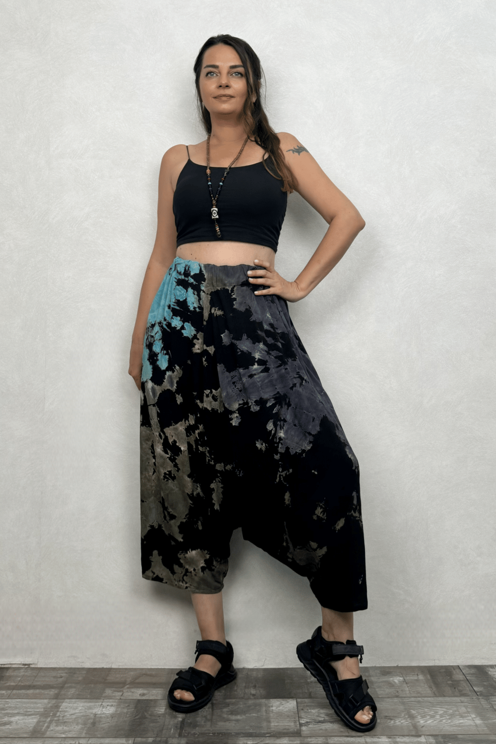 Batik Salaş Şalvar - Siyah Turkuaz