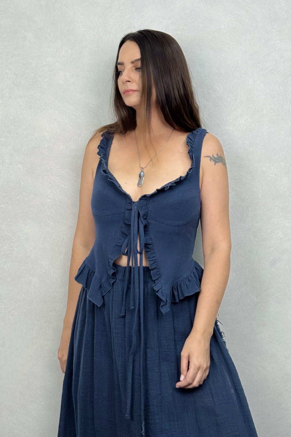 Belus Bağlamalı Bluz Midnight Navy - Lacivert