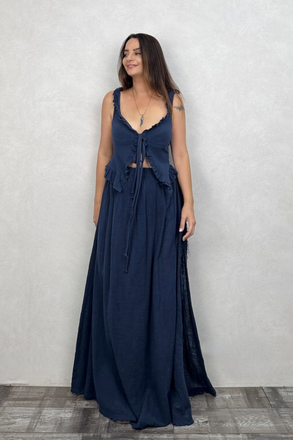 Belus Bağlamalı Bluz Midnight Navy - Lacivert