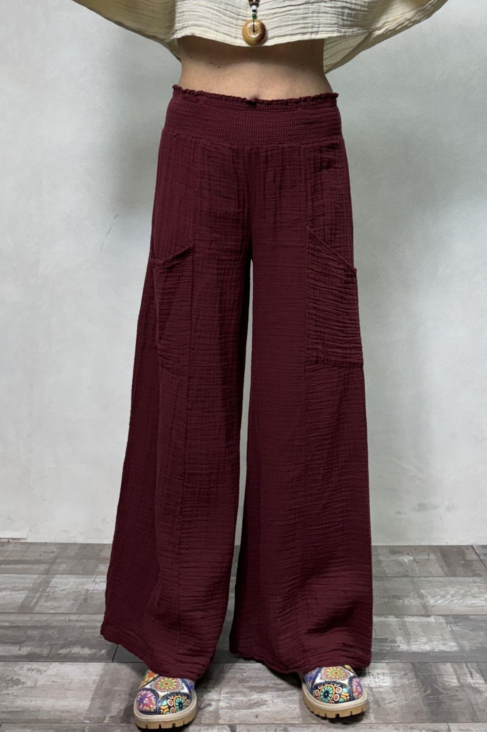 Bendis Müslin Pantolon - Bordo