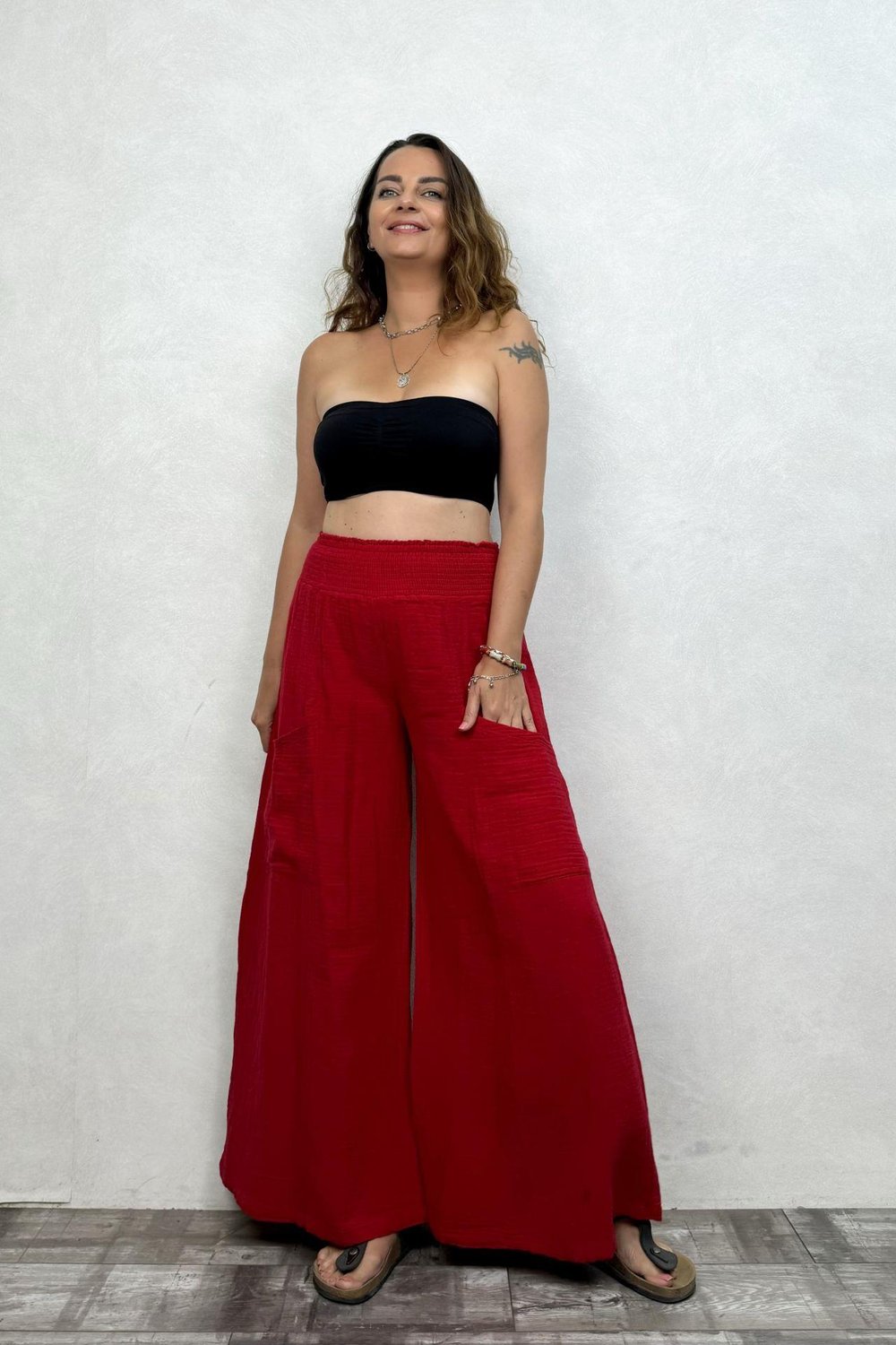 Bendis Müslin Pantolon Barbados Cherry -Vişne